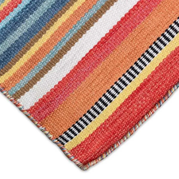 Kirklands Home Blue Dhurri Stripe Indoor/Outdoor Area Rug, 7x9 Clearance