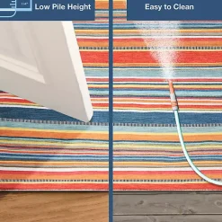 Kirklands Home Blue Dhurri Stripe Indoor/Outdoor Area Rug, 7x9 Clearance
