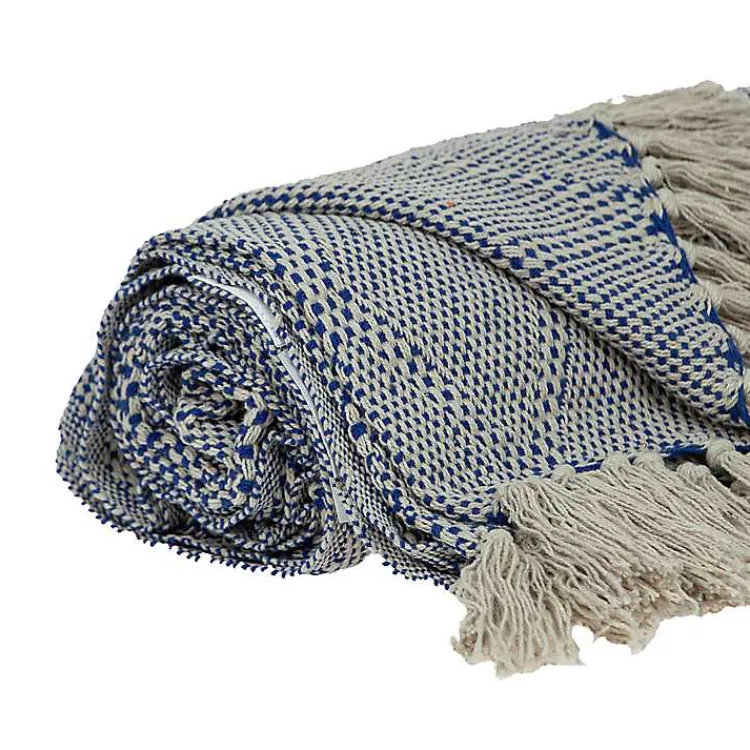 Blankets & Throws>Kirklands Home Diamond Handwoven Throw Blue