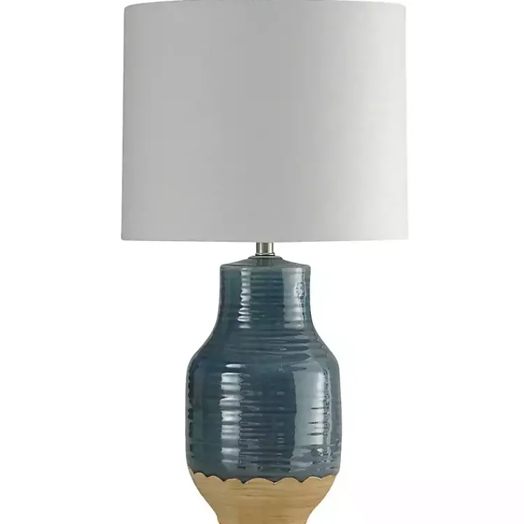Kirklands Home Blue Dipped Ceramic Table Lamp White Outlet