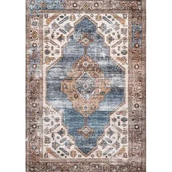 Kirklands Home Blue Distressed Medallion Washable Area Rug, 5x8 Online
