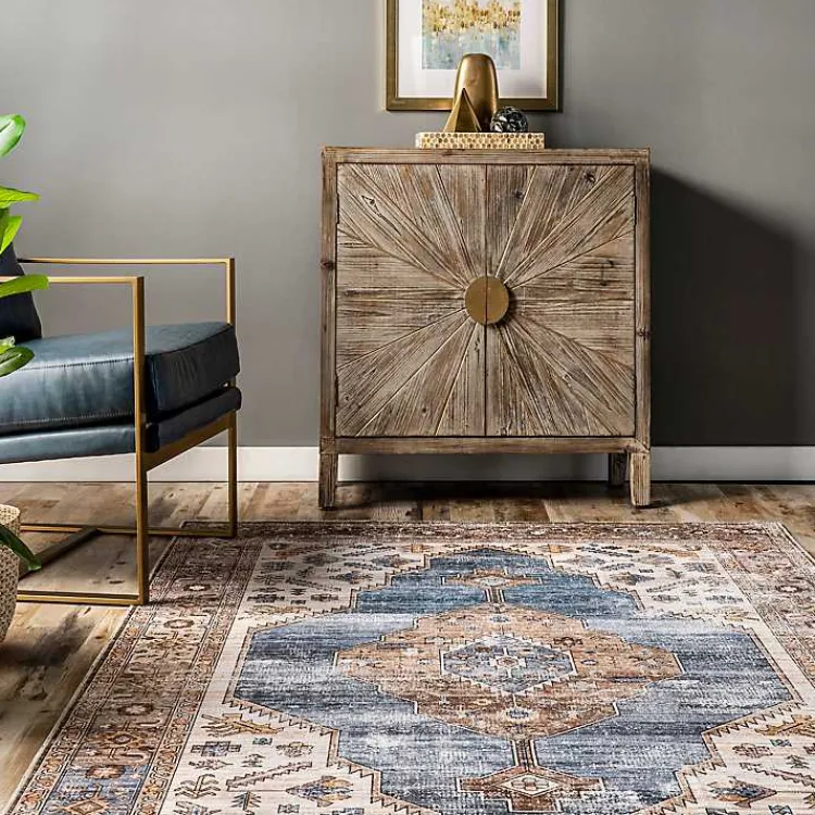 Kirklands Home Blue Distressed Medallion Washable Area Rug, 5x8 Online