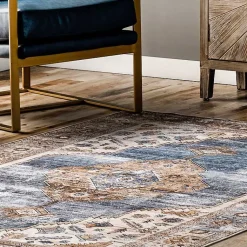 Kirklands Home Blue Distressed Medallion Washable Area Rug, 8x10 Hot