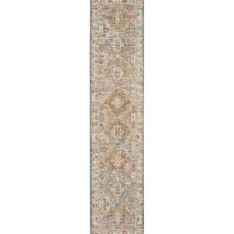 Kirklands Home Blue Distressed Medallion Runner, 2x10 Multi Discount