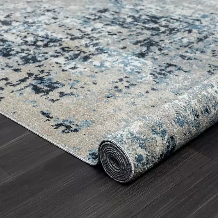Kirklands Home Blue Distressed Washable Area Rug, 7x9