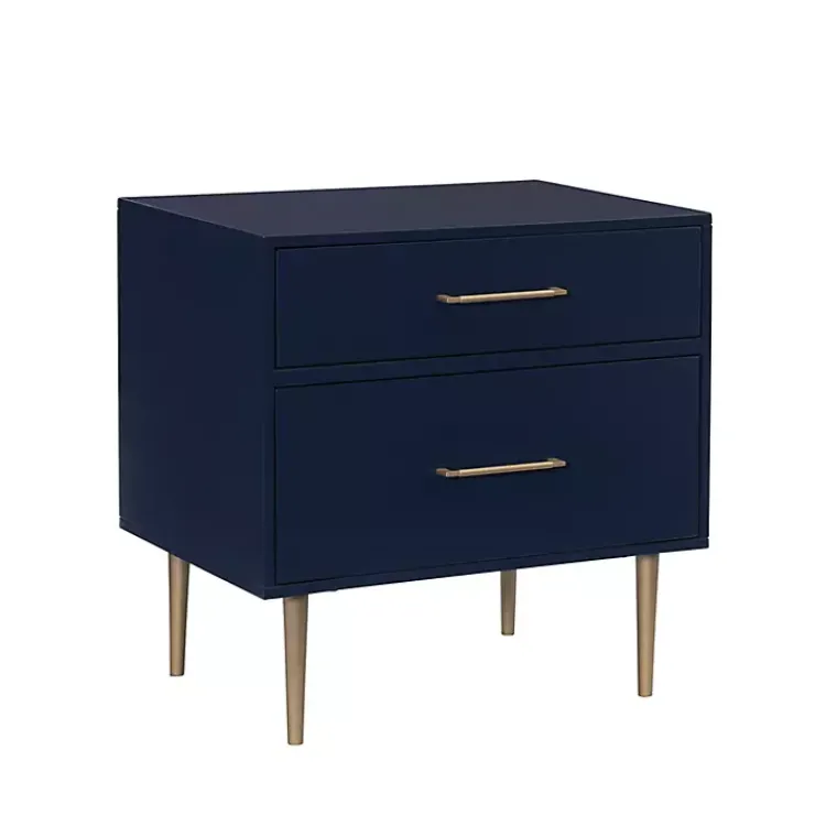 Kirklands Home 2-Drawer Nightstand with Gold Hardware Blue Sale