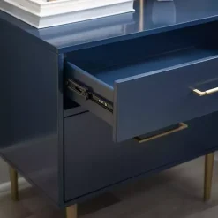 Kirklands Home 2-Drawer Nightstand with Gold Hardware Blue Sale
