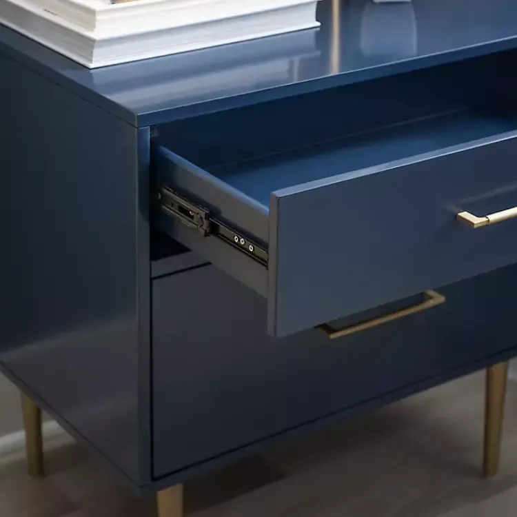 Kirklands Home 2-Drawer Nightstand with Gold Hardware Blue Sale
