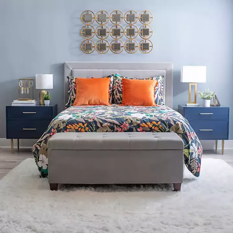 Kirklands Home 2-Drawer Nightstand with Gold Hardware Blue Sale