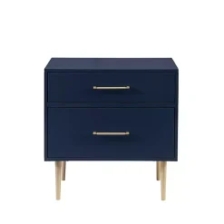 Kirklands Home 2-Drawer Nightstand with Gold Hardware Blue Sale