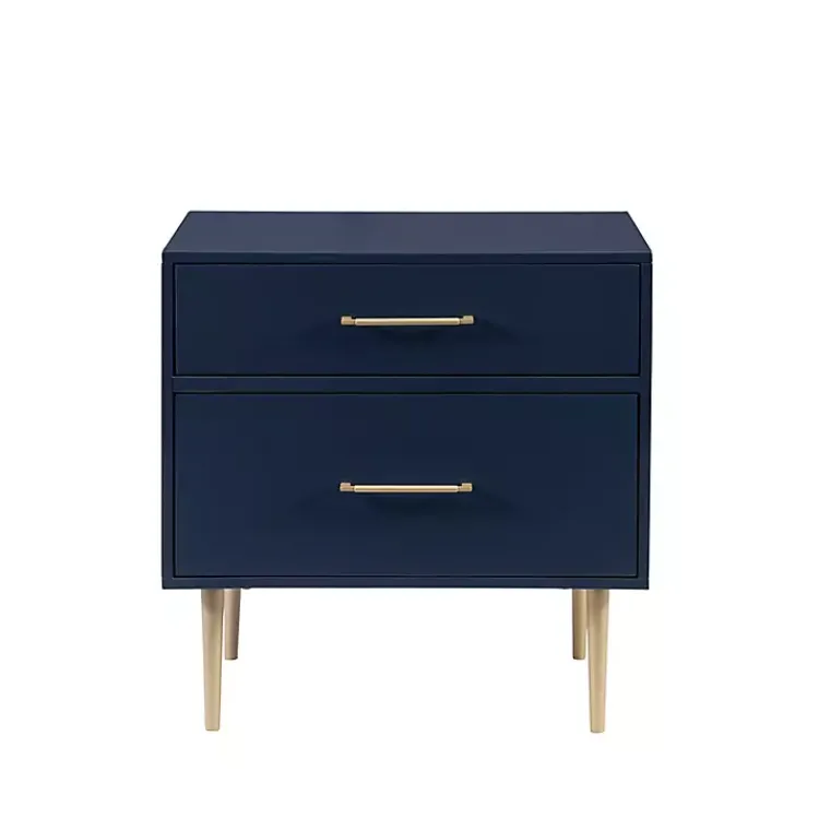 Kirklands Home 2-Drawer Nightstand with Gold Hardware Blue Sale