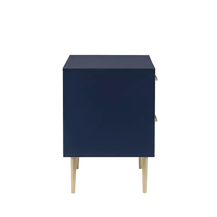 Kirklands Home 2-Drawer Nightstand with Gold Hardware Blue Sale