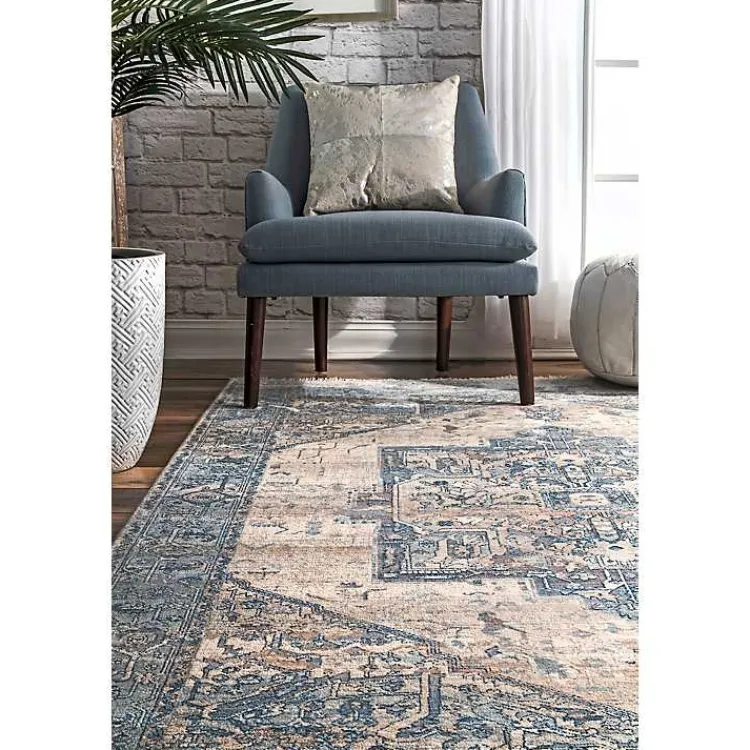 Kirklands Home Blue Eli Medallion Fringe Area Rug, 4x6 Hot