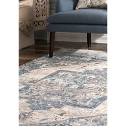 Kirklands Home Blue Eli Medallion Fringe Area Rug, 4x6 Hot