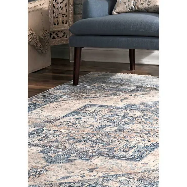 Kirklands Home Blue Eli Medallion Fringe Area Rug, 4x6 Hot