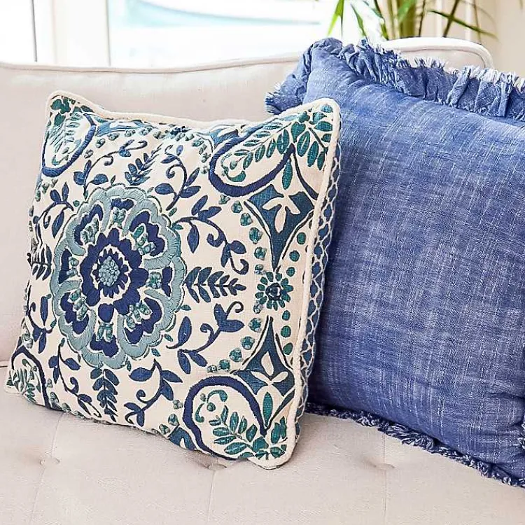 Pillows>Kirklands Home Embroidered Claudia Pillow Blue