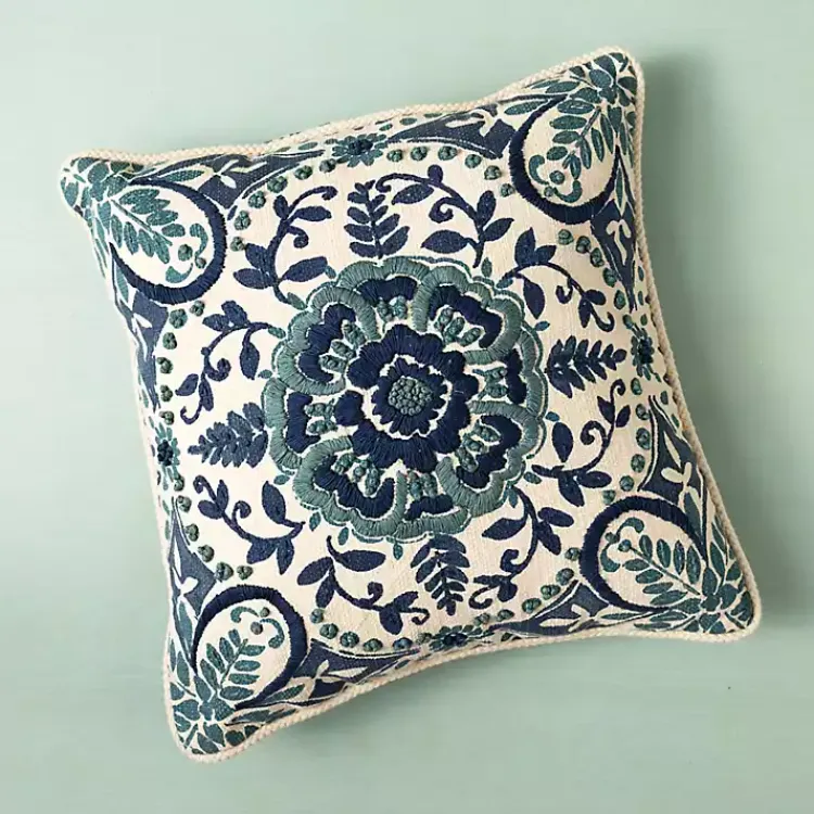Pillows>Kirklands Home Embroidered Claudia Pillow Blue