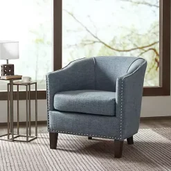 Kirklands Home Emery Barrel Accent Chair Blue Outlet