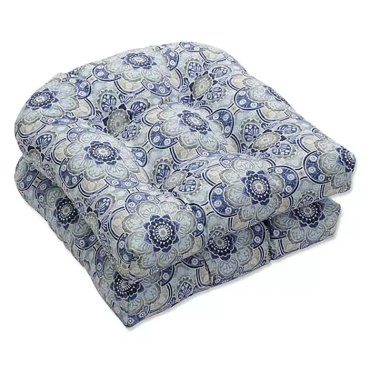 Kirklands Home Emilia Outdoor Curve Seat Cushion, Set of 2 Blue Discount