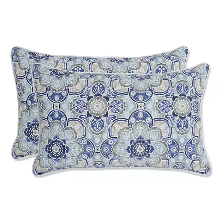 Kirklands Home Emilia Outdoor Lumbar Pillows, Set of 2 Blue Sale