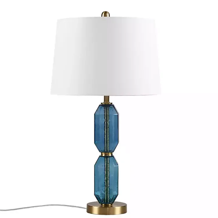 Kirklands Home Faceted Glass Table Lamp Blue New