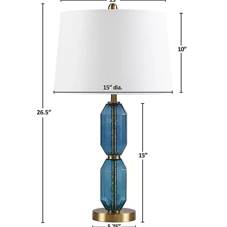 Kirklands Home Faceted Glass Table Lamp Blue New