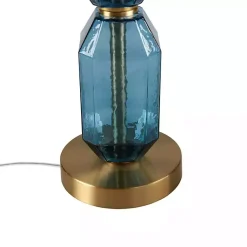 Kirklands Home Faceted Glass Table Lamp Blue New
