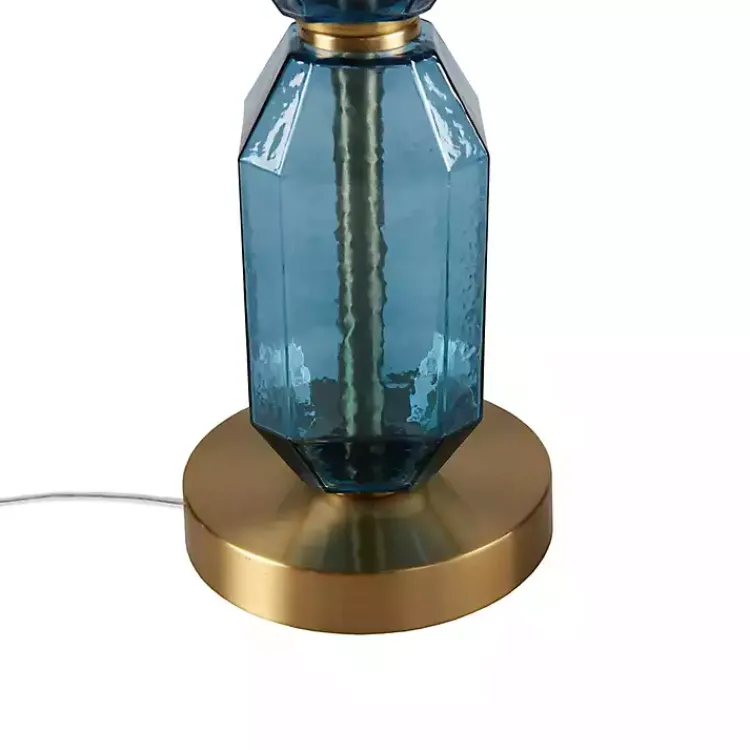 Kirklands Home Faceted Glass Table Lamp Blue New