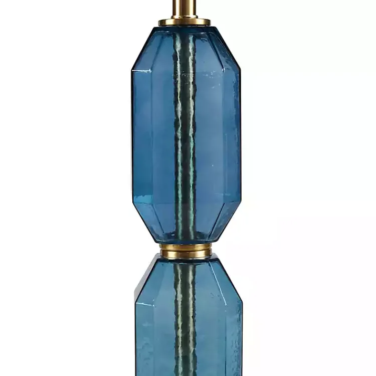 Kirklands Home Faceted Glass Table Lamp Blue New