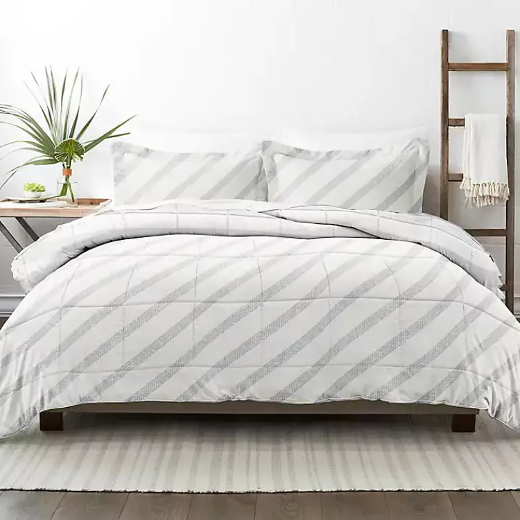 Kirklands Home Blue Faded Stripe 3-pc. Queen Comforter Set Outlet