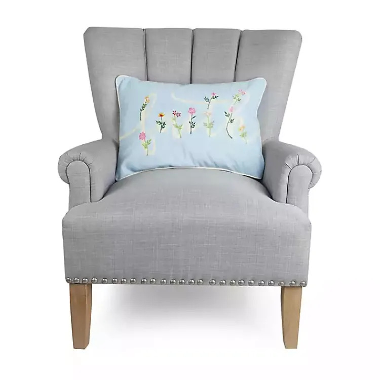 Pillows>Kirklands Home Blue Faith Floral Embroidered Lumbar Pillow