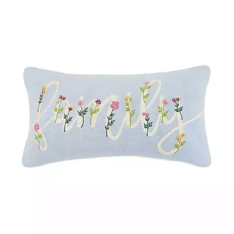 Pillows>Kirklands Home Blue Family Floral Embroidered Lumbar Pillow