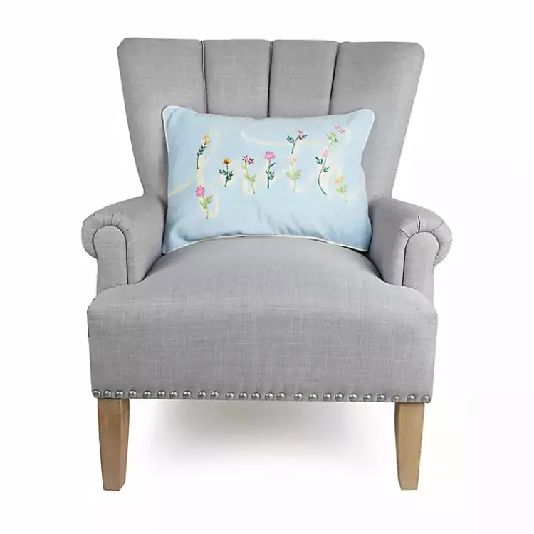 Pillows>Kirklands Home Blue Family Floral Embroidered Lumbar Pillow