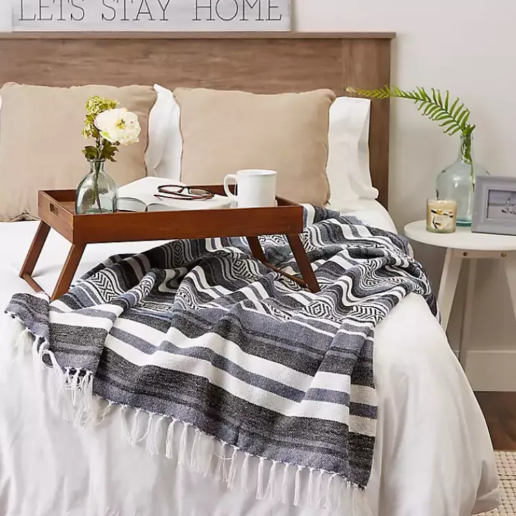 Blankets & Throws>Kirklands Home Farmhouse Stripe Throw Blue