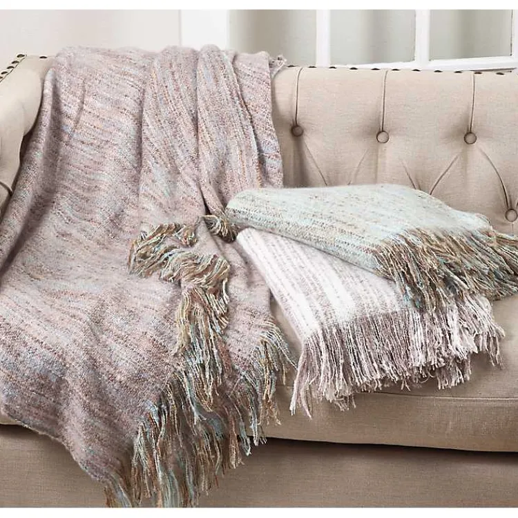 Blankets & Throws>Kirklands Home Blue Faux Mohair Fringe Throw
