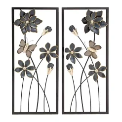 Kirklands Home Blue Floral and Butterfly Wall Plaques, Set of 2 Sale