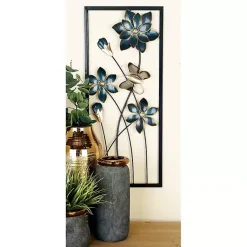 Kirklands Home Blue Floral and Butterfly Wall Plaques, Set of 2 Sale