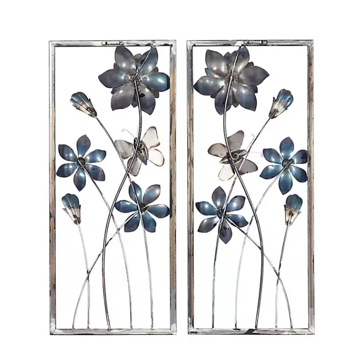 Kirklands Home Blue Floral and Butterfly Wall Plaques, Set of 2 Sale