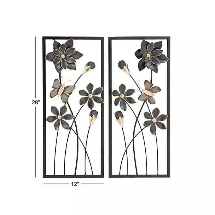 Kirklands Home Blue Floral and Butterfly Wall Plaques, Set of 2 Sale