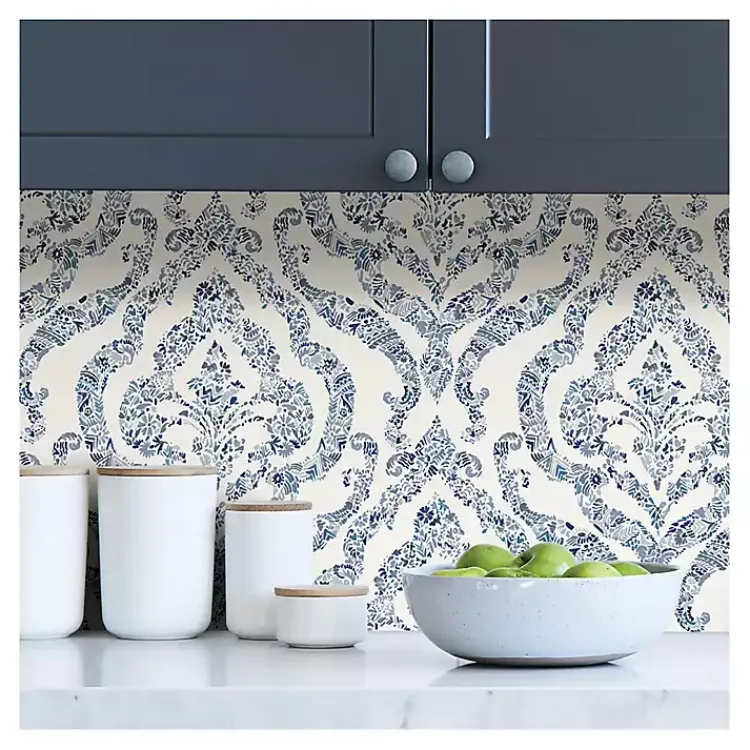 Kirklands Home Floral Damask Pattern Peel & Stick Wallpaper Blue Online