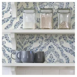 Kirklands Home Floral Damask Pattern Peel & Stick Wallpaper Blue Online