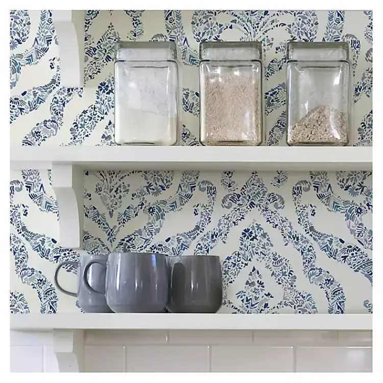Kirklands Home Floral Damask Pattern Peel & Stick Wallpaper Blue Online
