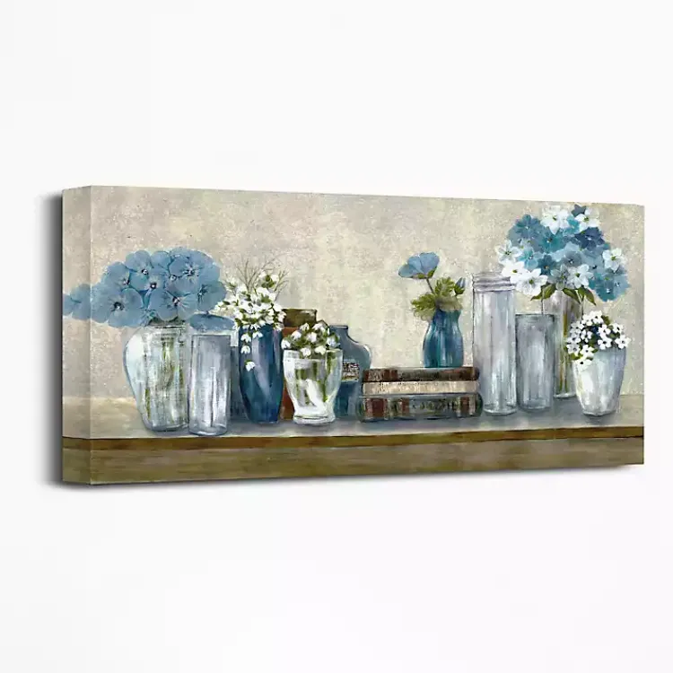 Kirklands Home Blue Floral Desk Giclee Canvas Print, 40x20 in. New