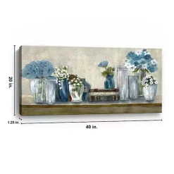 Kirklands Home Blue Floral Desk Giclee Canvas Print, 40x20 in. New