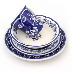 Kirklands Home Blue Floral Hand Painted 16-pc. Dinnerware Set Outlet