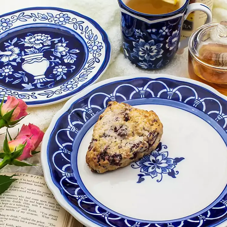 Kirklands Home Blue Floral Hand Painted 16-pc. Dinnerware Set Outlet