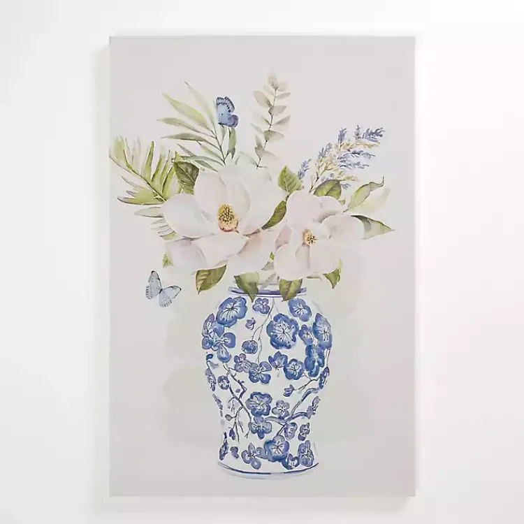 Kirklands Home Blue Floral in China Vase II Canvas Art Print Clearance