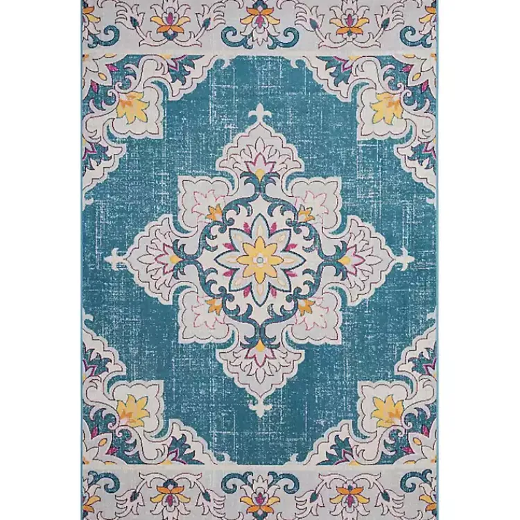 Kirklands Home Blue Floral Medallion Outdoor Area Rug, 7x9 Discount