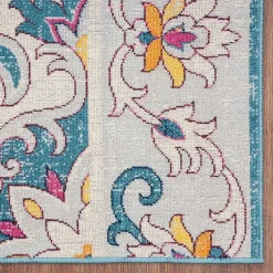 Kirklands Home Blue Floral Medallion Outdoor Area Rug, 7x9 Discount