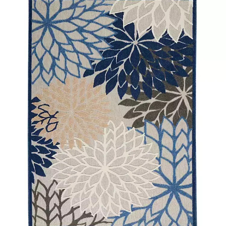Kirklands Home Blue Floral Outdoor Area Rug, 5x7
